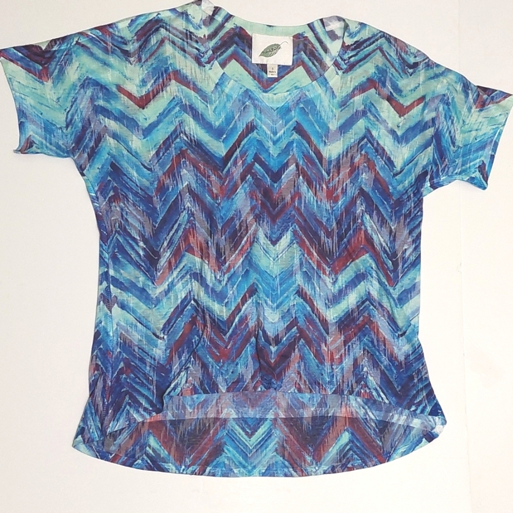 Nurture Colorful Chevron Print Tee, Size S